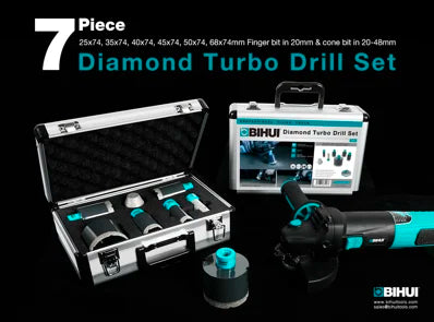 KIT Frese 7 Pezzi Include Anche Cono e Cilindro Diamantato - BIHUI - Kalos